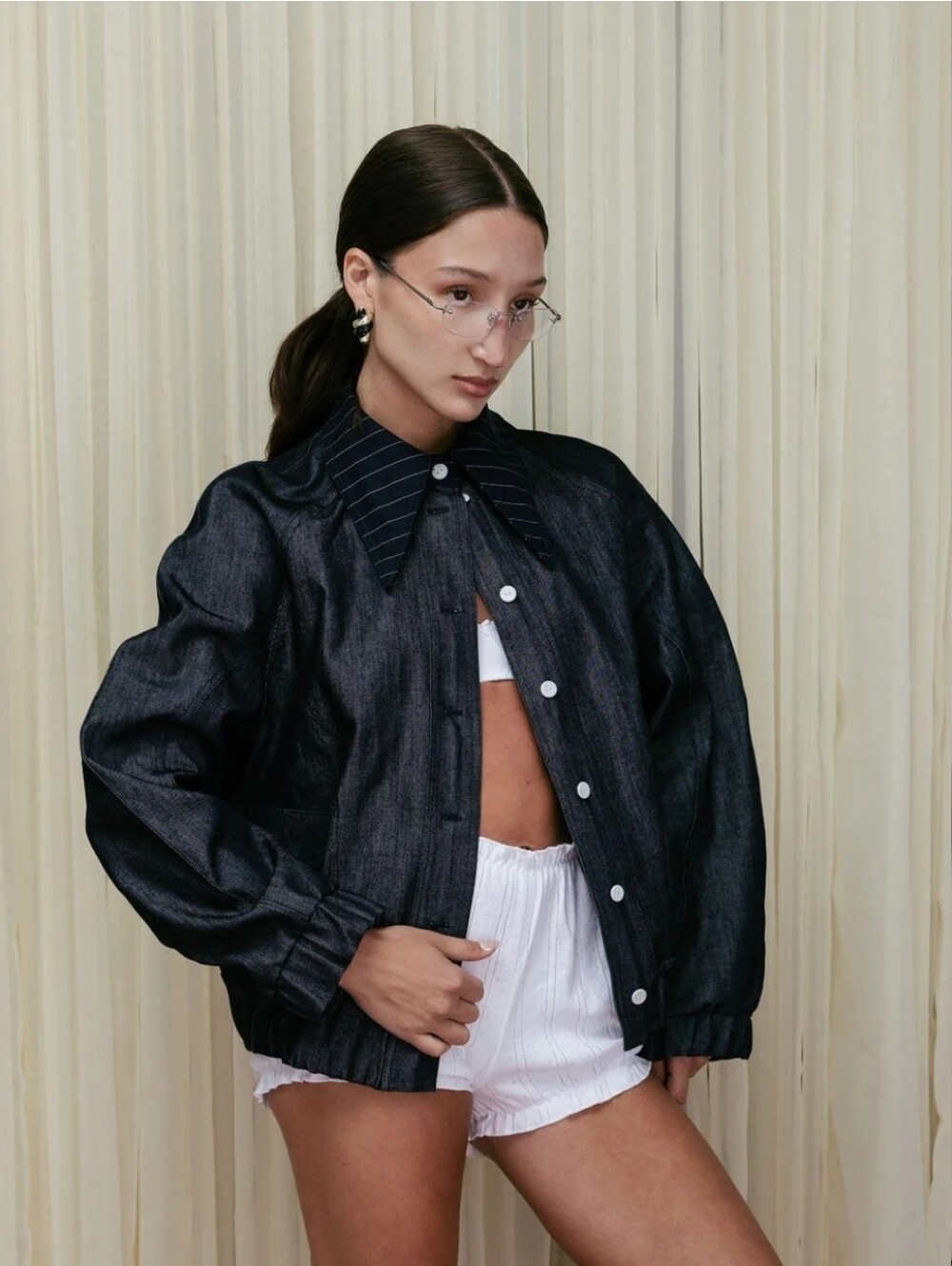 BELKY STUDIOS Brooke Denim Bomber Jacket